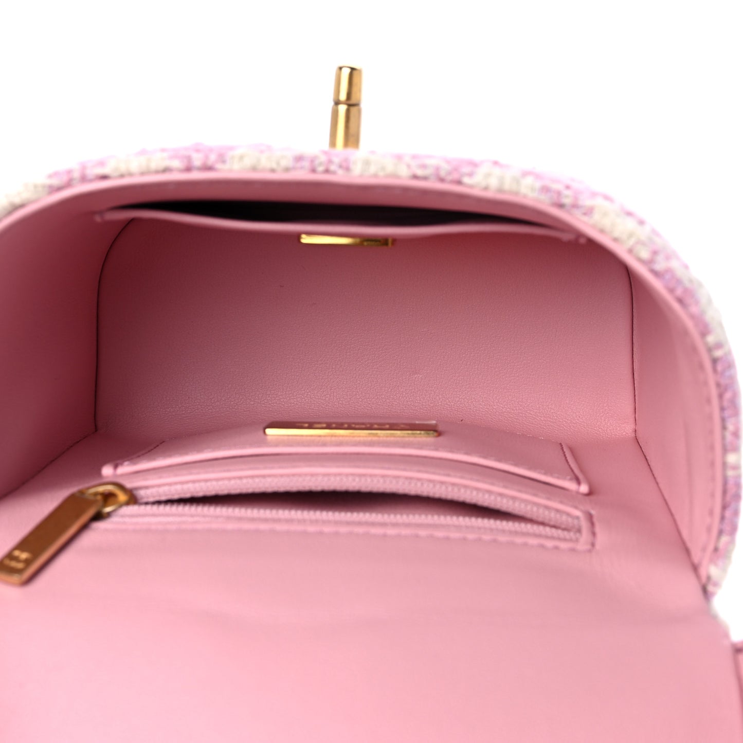 Tweed Handle Crush Small Vanity Case Pink Ecru