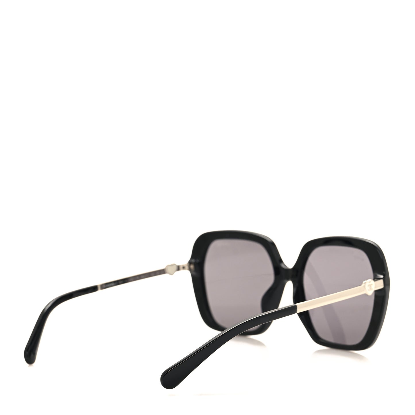 Acetate Polarized Square CC Heart Sunglasses 5521-A Black White