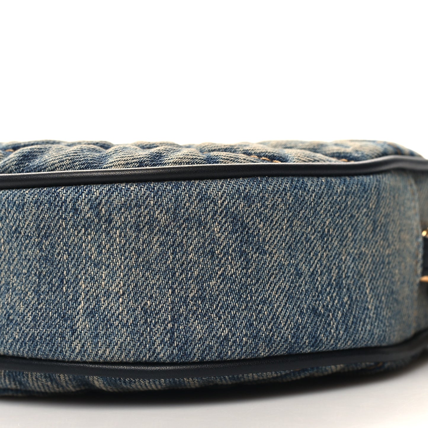 Denim Quilted Monogram Round Crossbody Bag Rodeo Blue Black