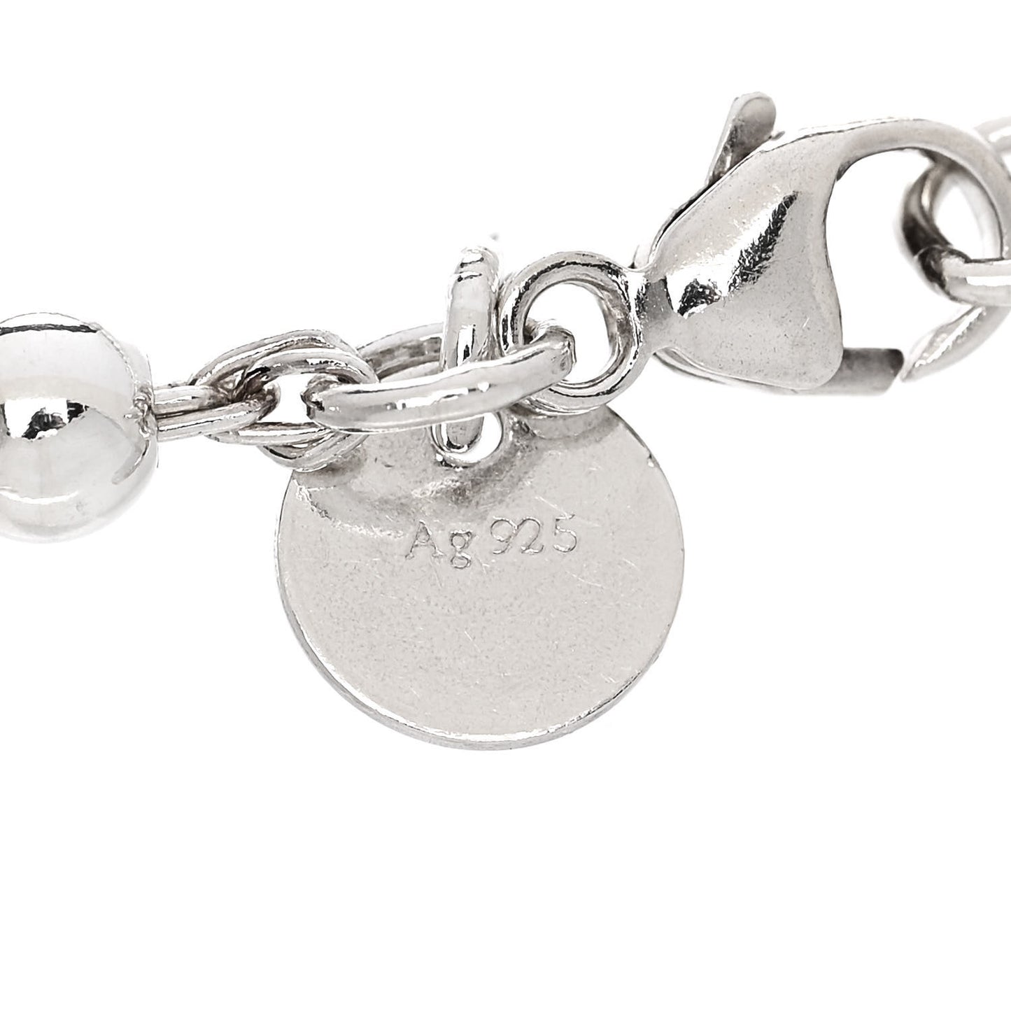 Sterling Silver Enamel Diamond 4mm Return to Tiffany Heart Tag Bead Bracelet Blue