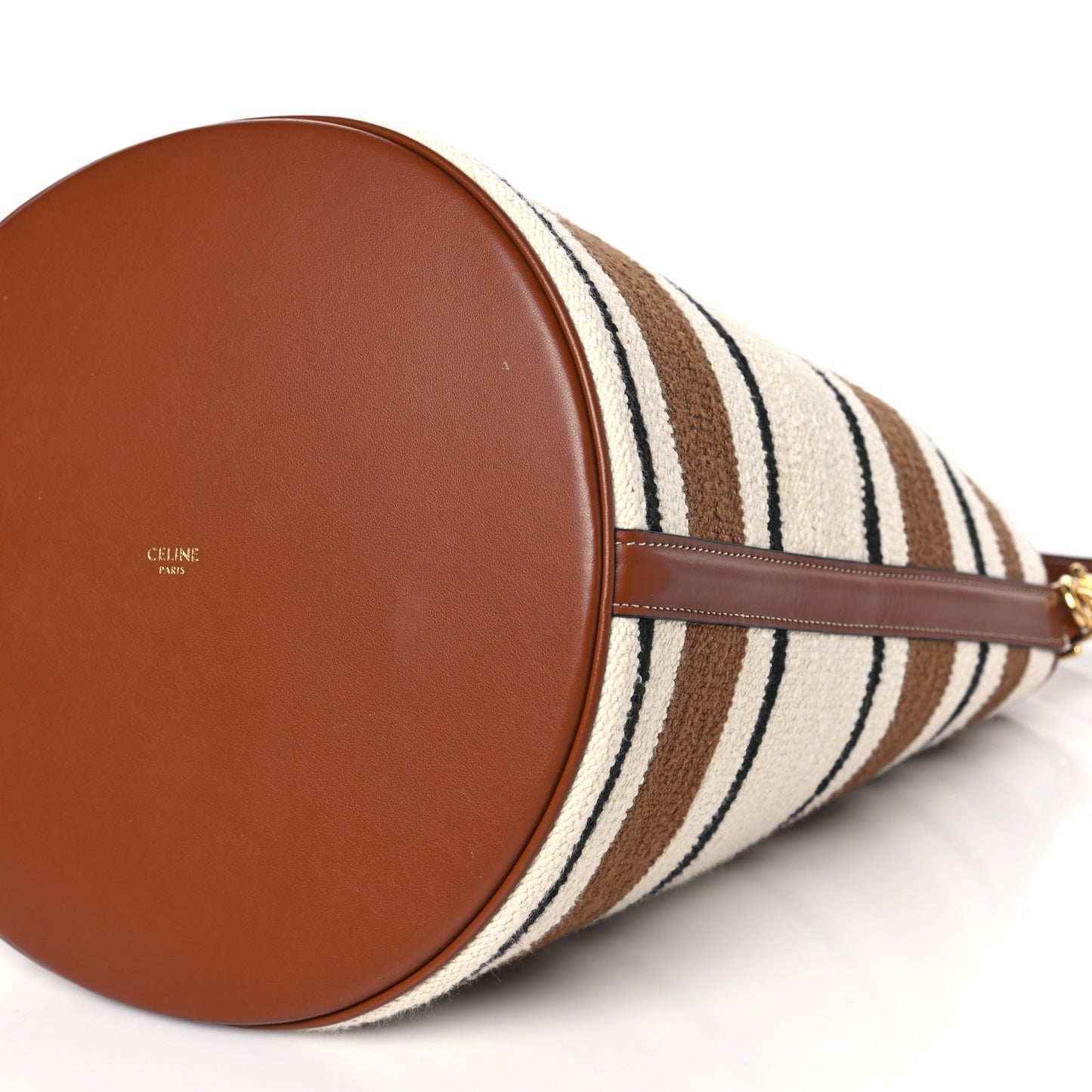Canvas Smooth Calfskin Logo Bucket 16 Bag Brown Off White Tan