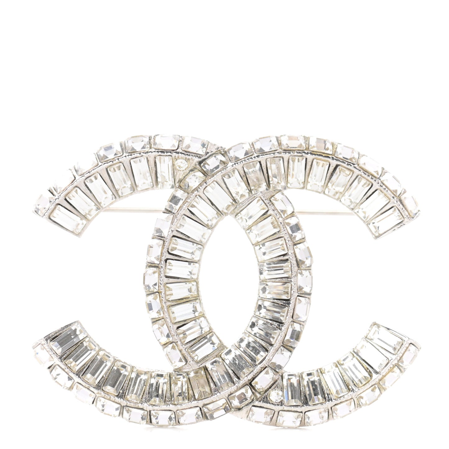Baguette Crystal CC Brooch Silver