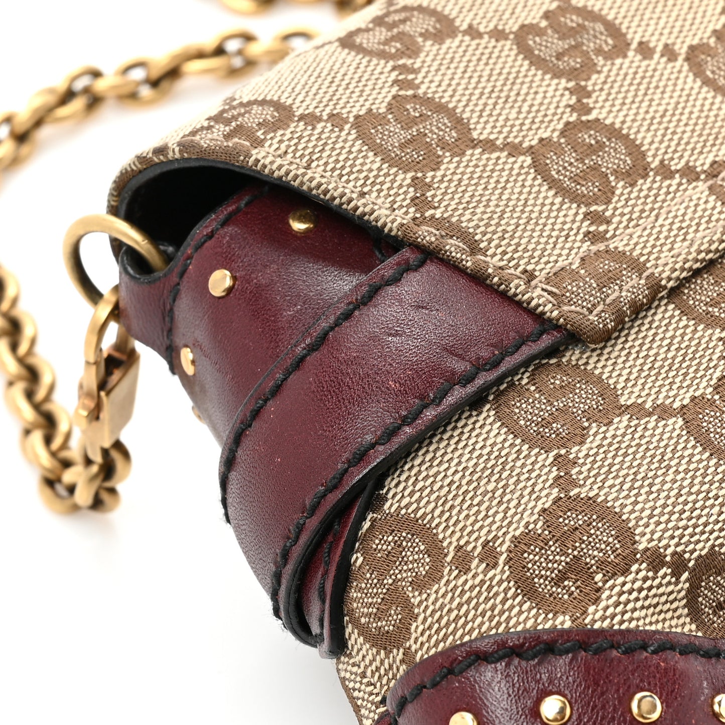 Monogram Studded Horsebit Clutch Bordeaux