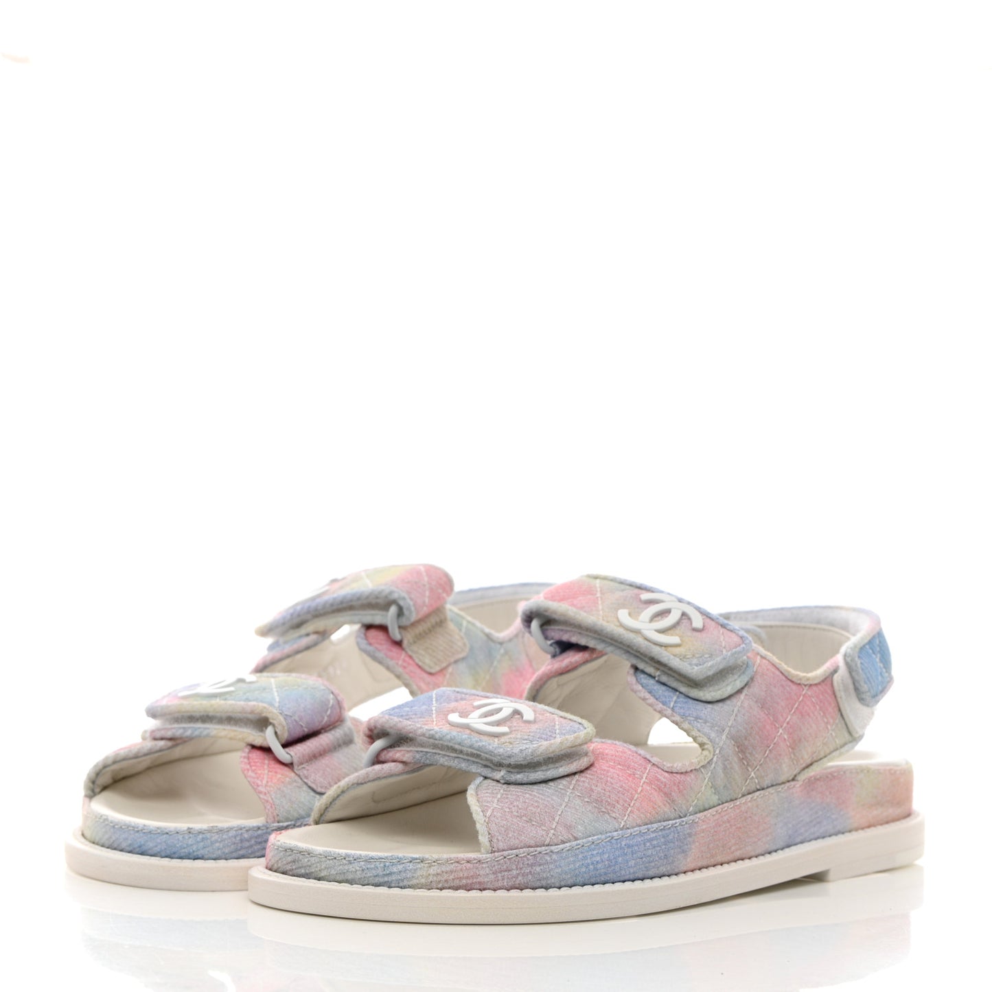Printed Fabric Quilted Dad Sandals 35 Green Pink Blue