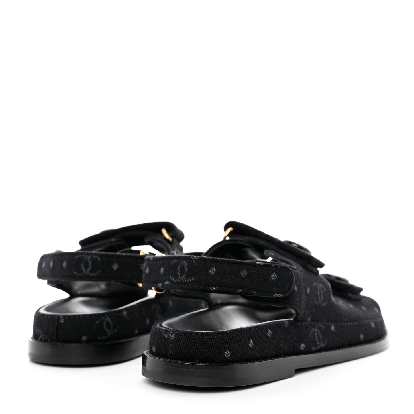 Denim Printed Dad Sandals 38 Black