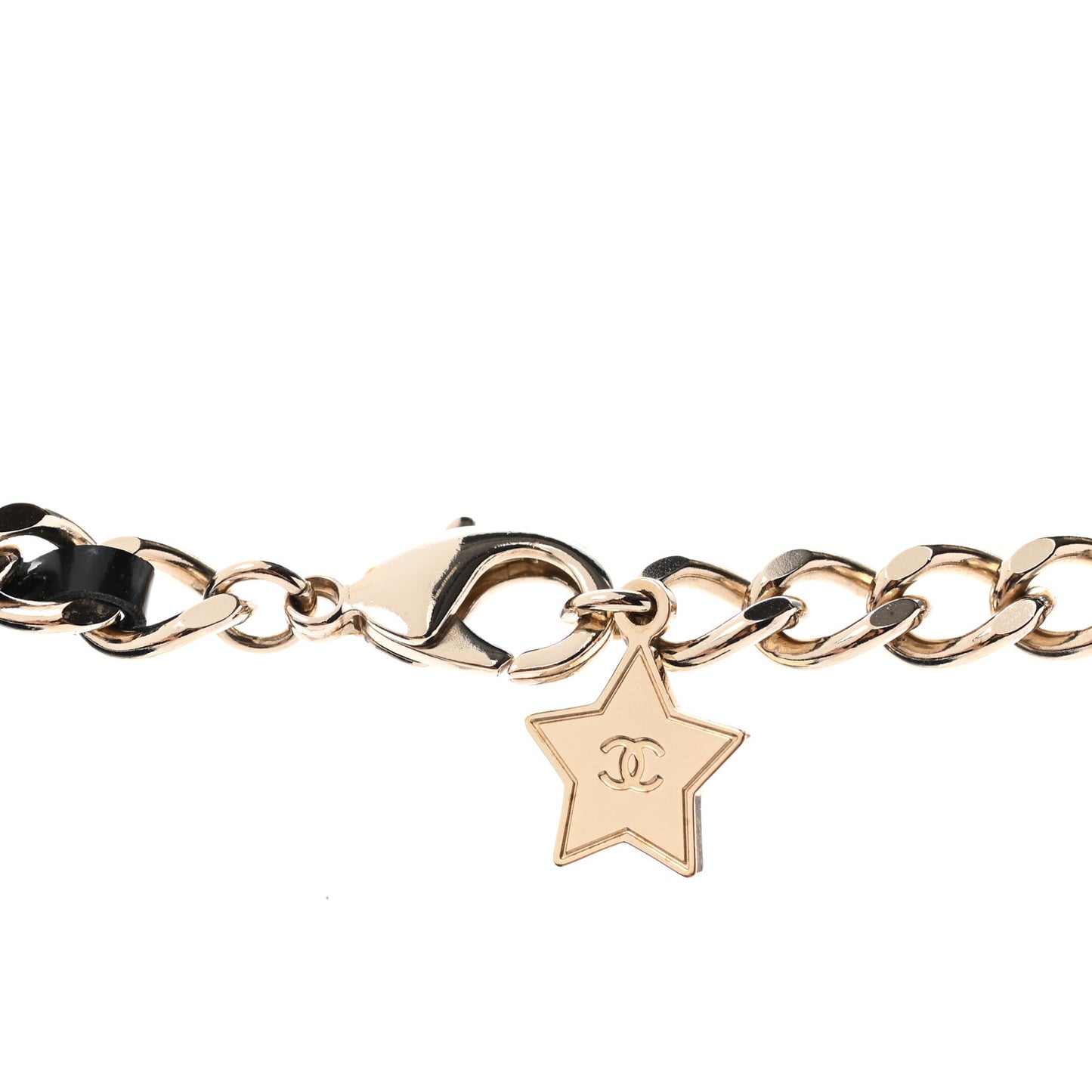 Lambskin Crystal CC Logo Charming Choker Gold Black