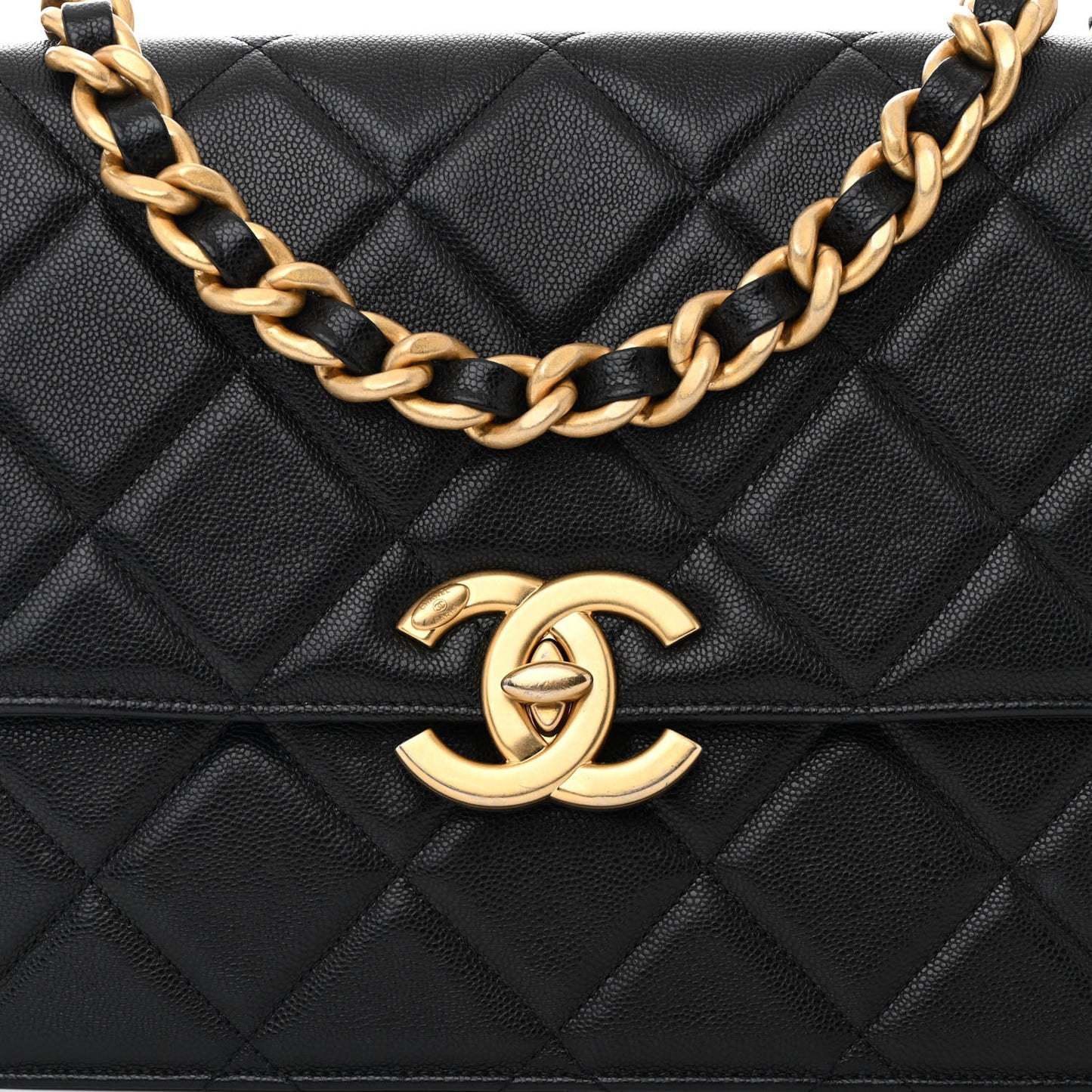 Caviar Quilted CC Large Flap Black