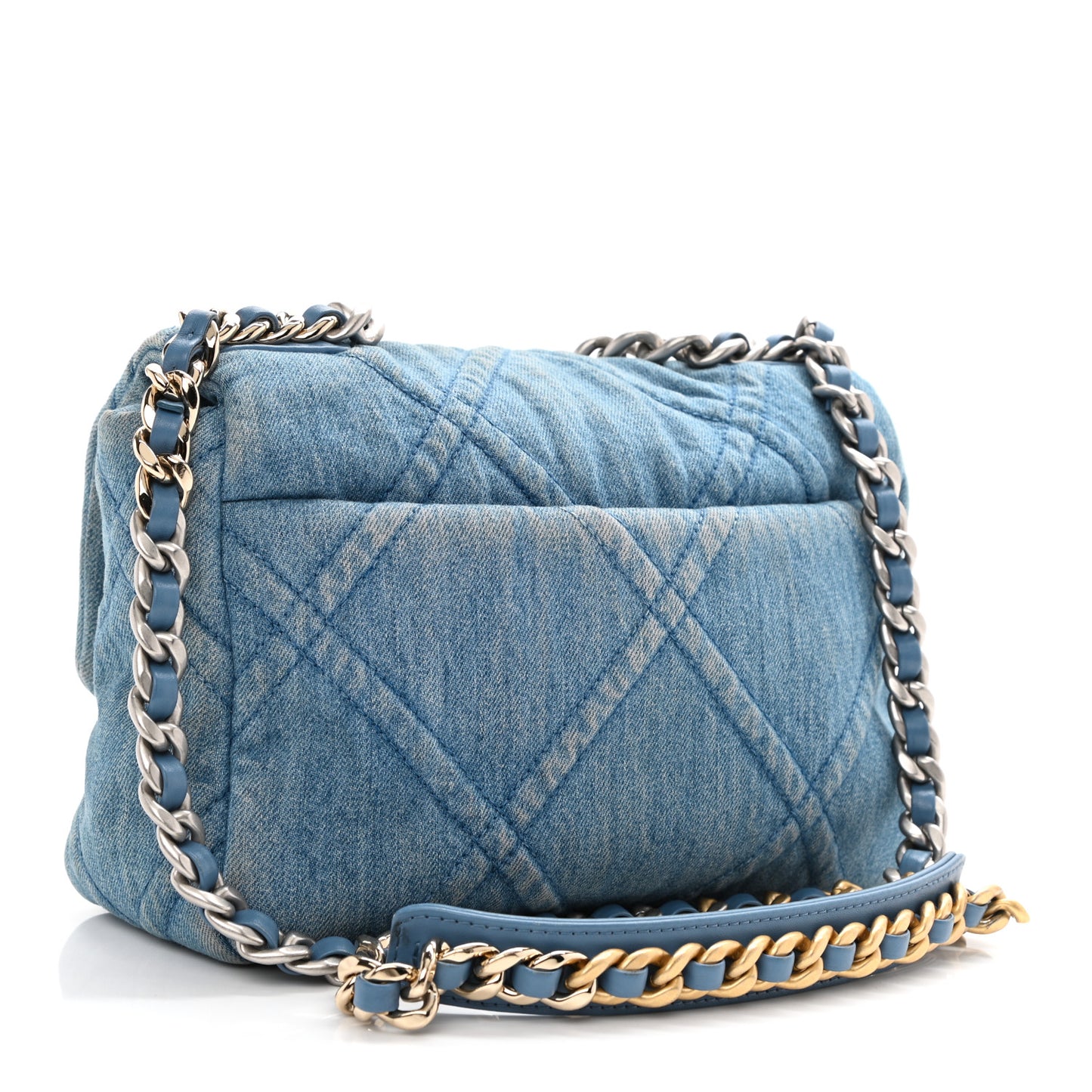 Denim Quilted Medium Chanel 19 Flap Blue