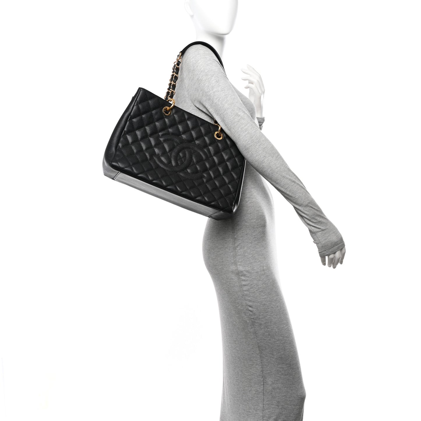 Caviar Quilted Grand Shopping Tote GST Black