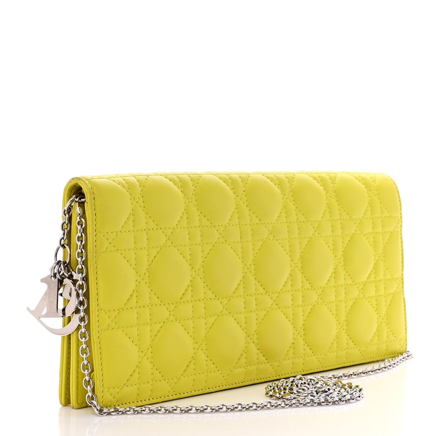 Lambskin Cannage Lady Dior Convertible Clutch Vert Acide