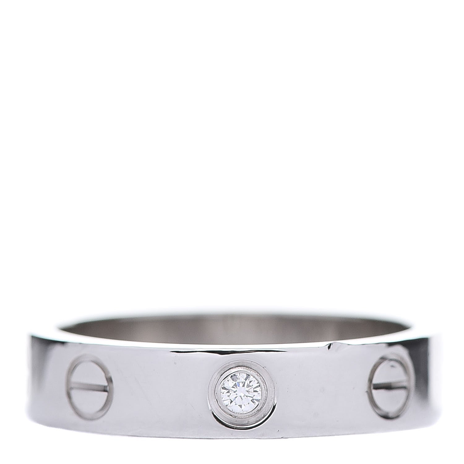 Cartier 18K White Gold Diamond 4mm LOVE Wedding Band Ring 50 5.25 1 of 5