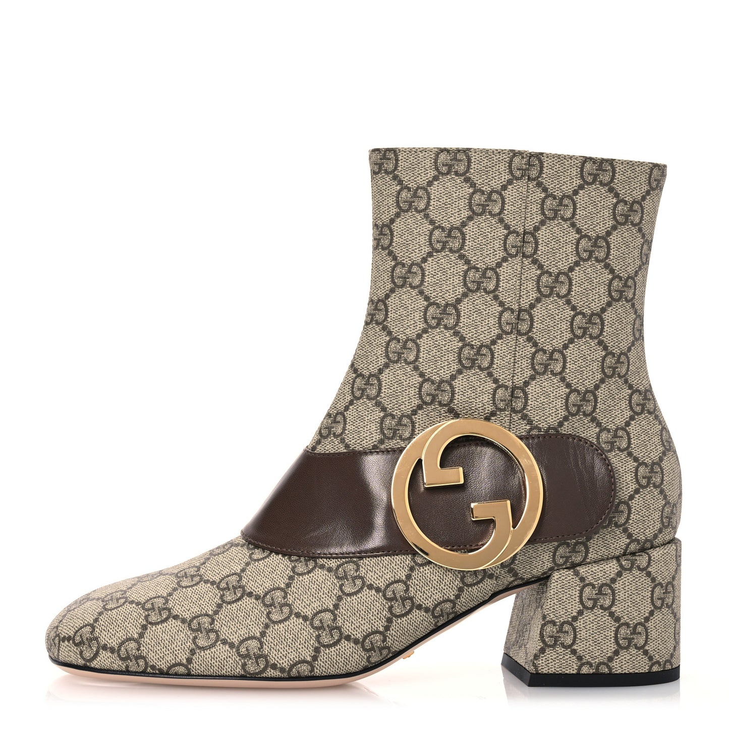 GG Supreme Monogram Malaga Kid Blondie 55mm Ankle Boots 39.5 Beige Ebony New Acero