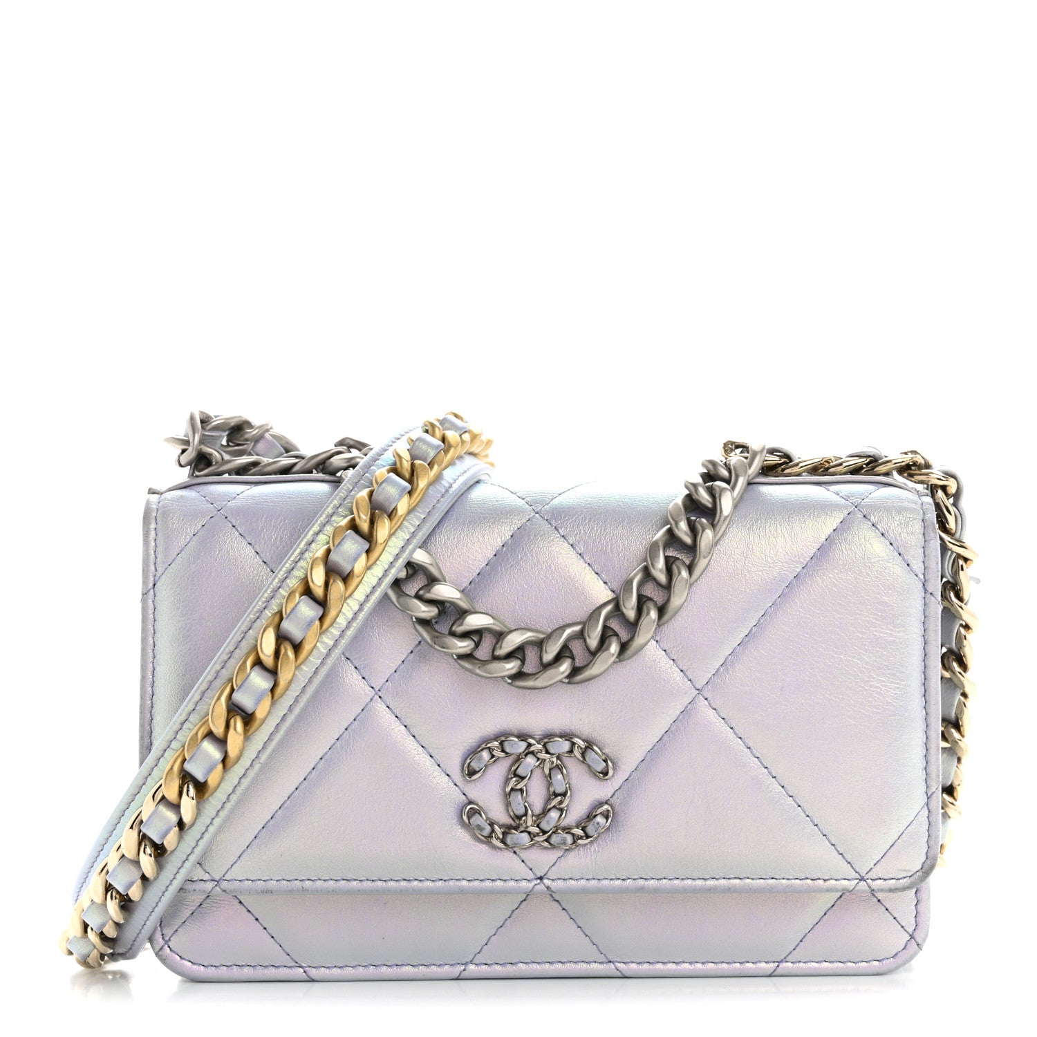 Chanel Iridescent Calfskin Quilted Chanel 19 Wallet On Chain WOC