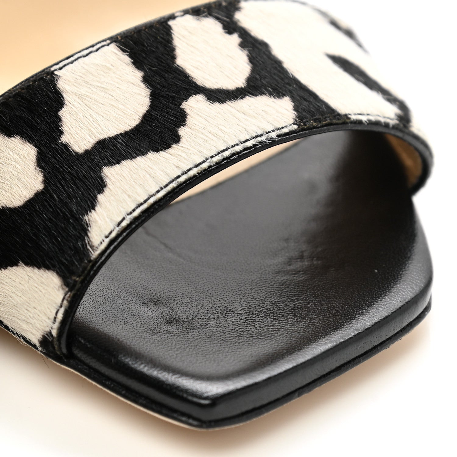 Jimmy Choo Pony Hair Animal Print Hira 65 Sandals 35 Black White Neon Orange 10 of 11