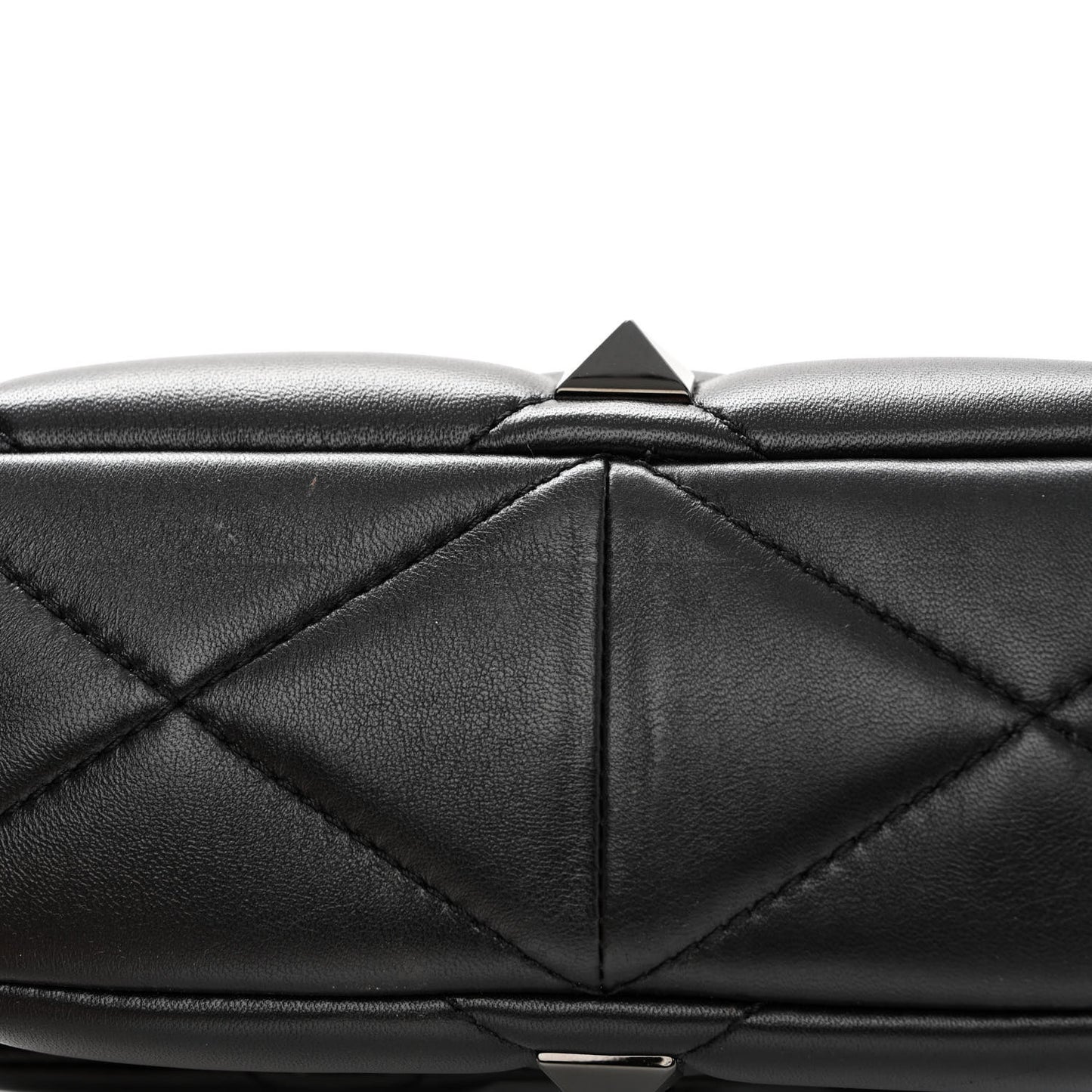 Nappa Monochrome Medium Roman Stud Shoulder Bag Black