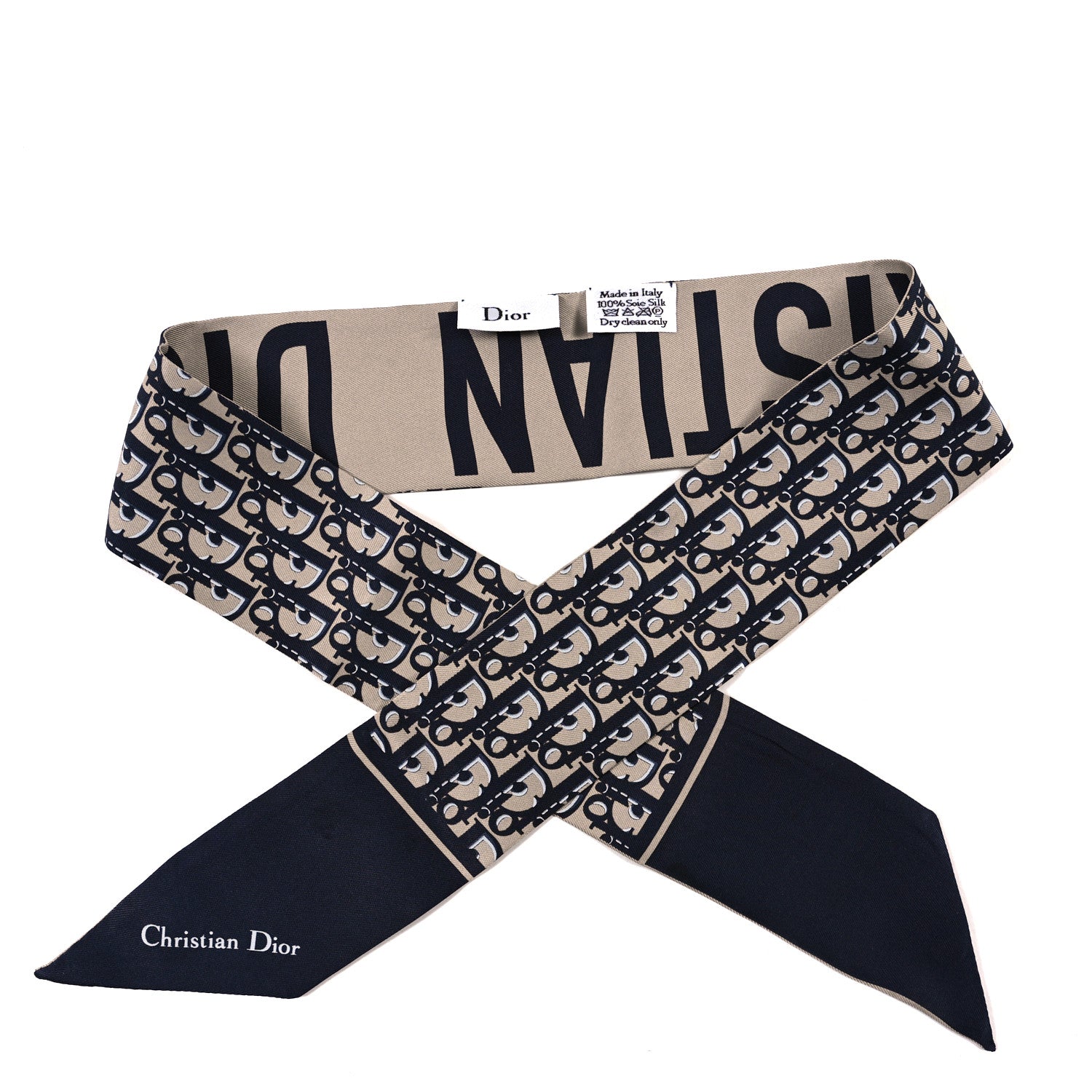 Christian Dior Silk Oblique Mitzah Scarf Bleu Marine 1660954