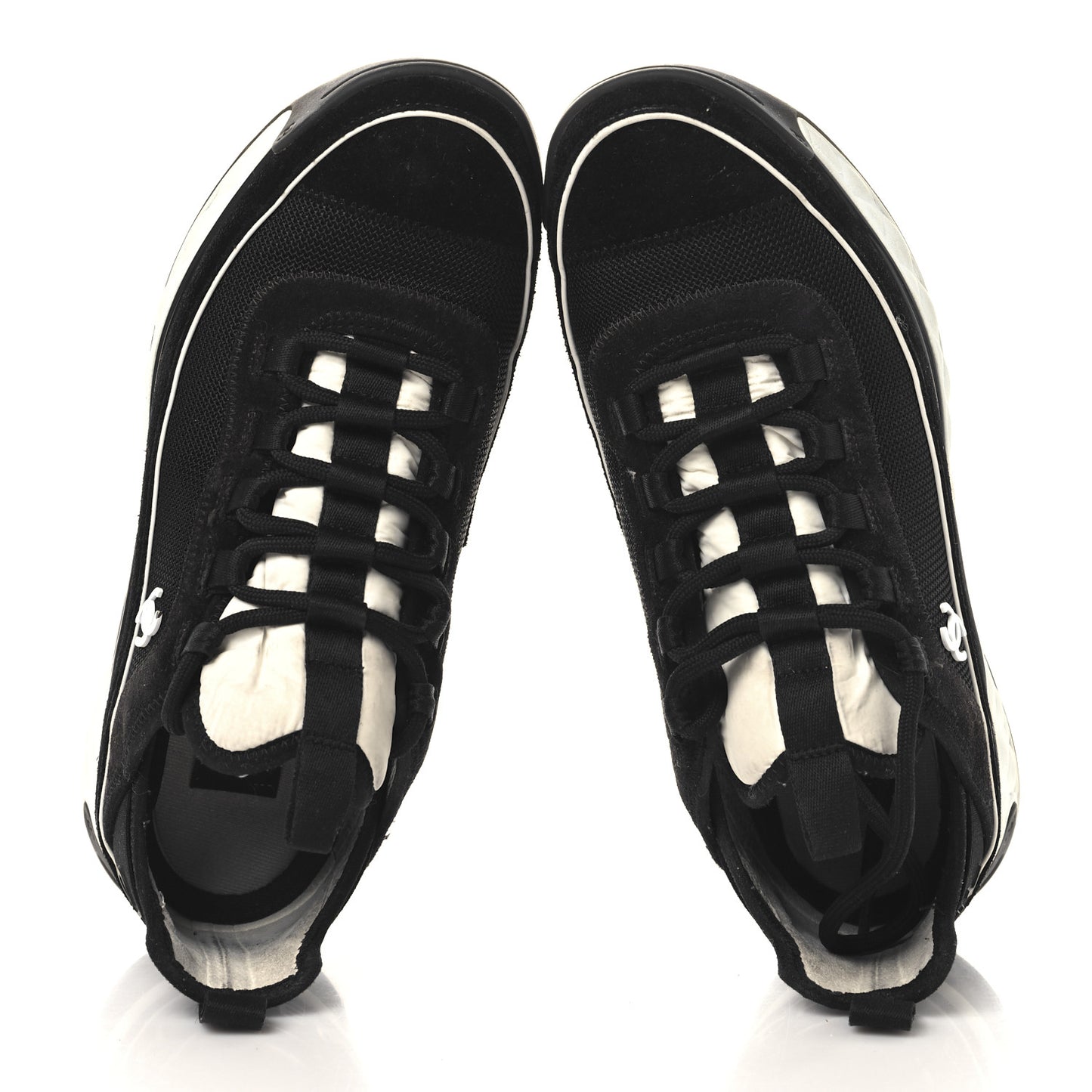 Velvet Calfskin Mixed Fibers CC Sneakers 40 Black