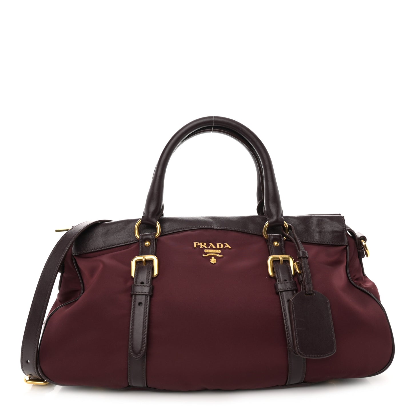Nylon Tessuto Soft Calf Tote Granato