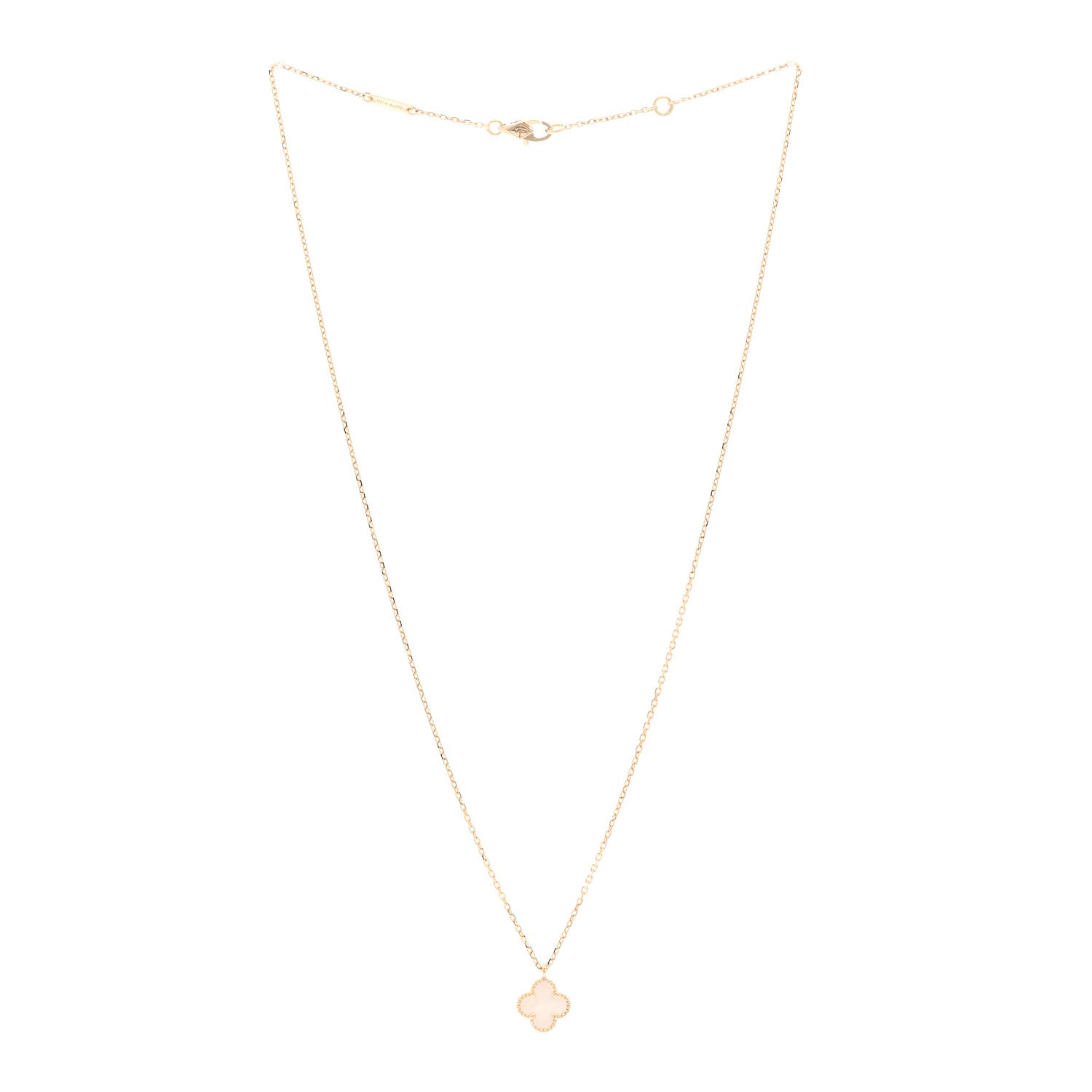 Van Cleef & Arpels 18K Yellow Gold Mother of Pearl Sweet Alhambra Pendant Necklace 3 of 5