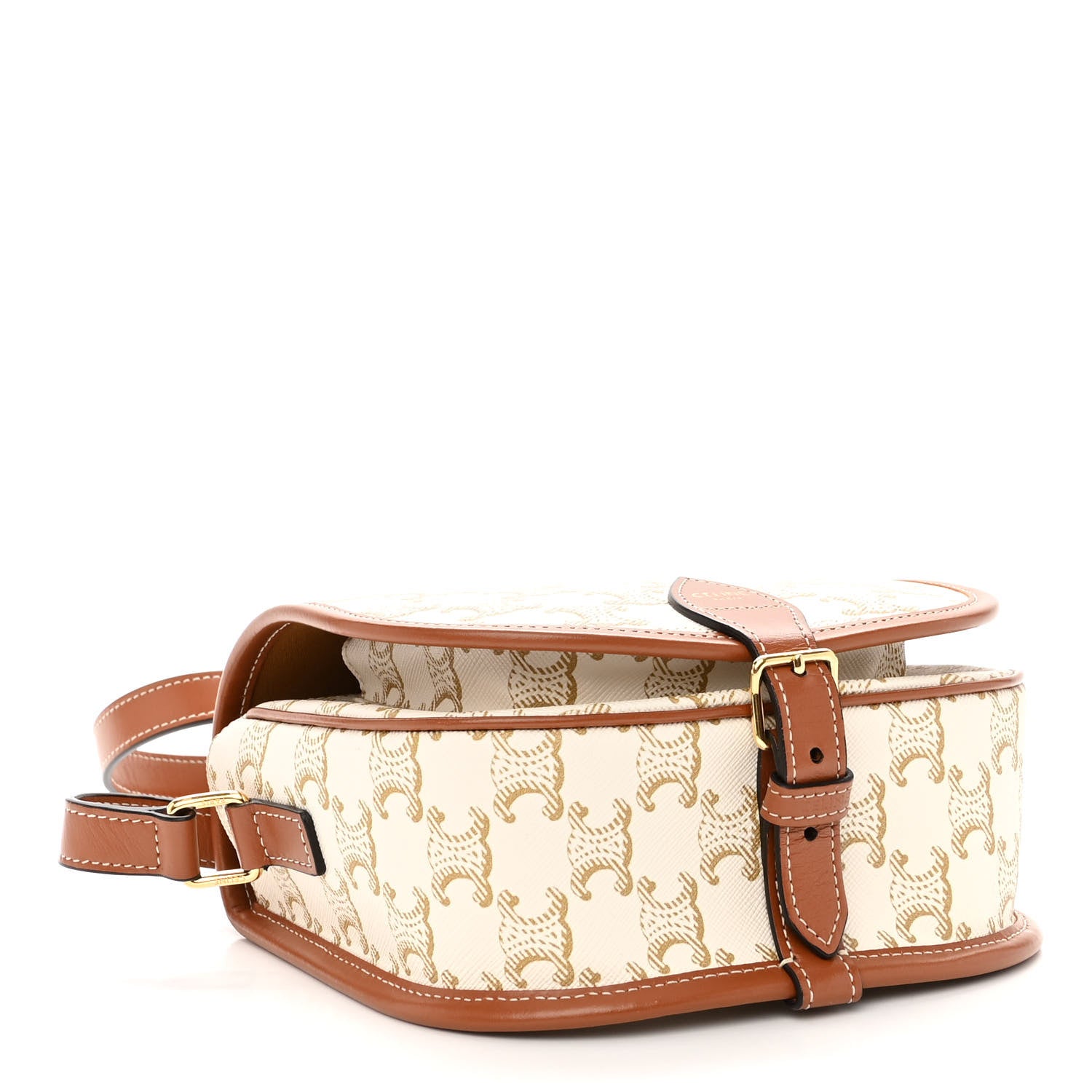 Celine Triomphe Canvas Medium Folco Bag White 4 of 9