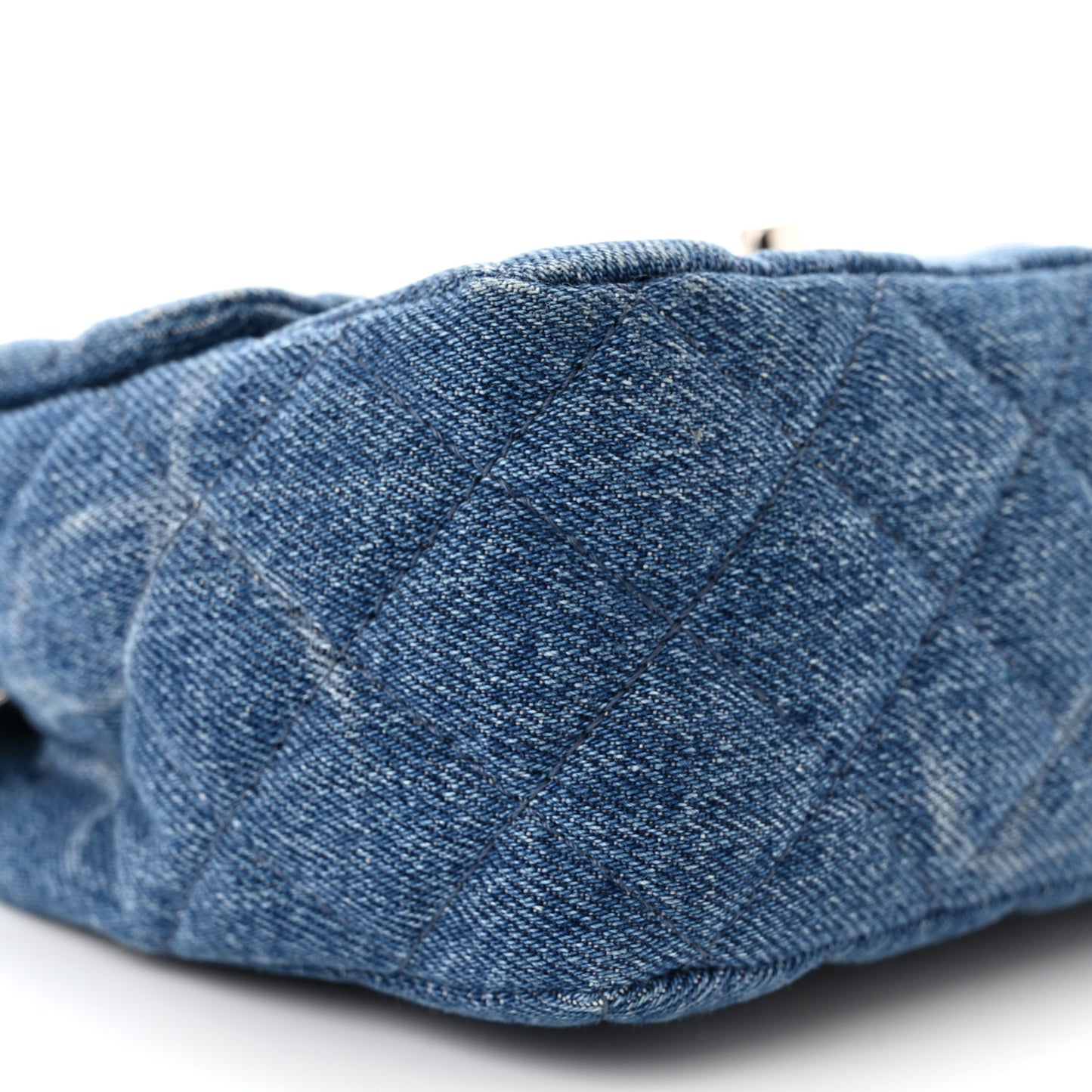 Denim CC Quilted Mini Square Flap Blue