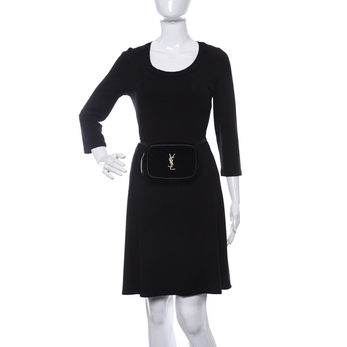 Velour Matelasse Monogram Lou Belt Bag Black