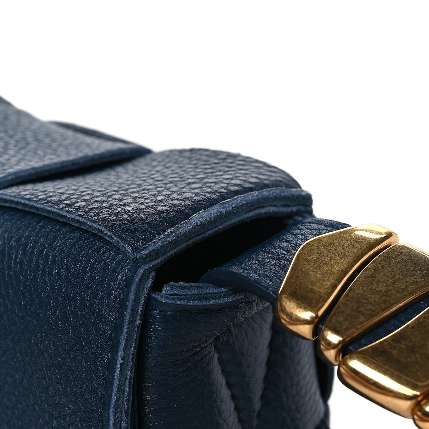 Grained Calfskin Maxi Intrecciato Cassette Crossbody Bag Deep Blue