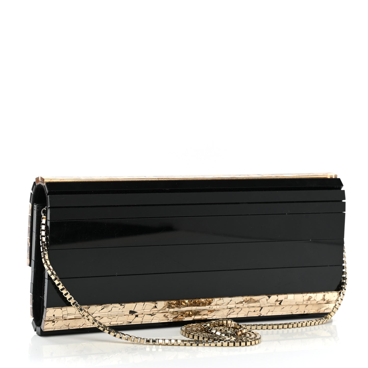 Acrylic Glitter Sweetie Clutch Black Gold