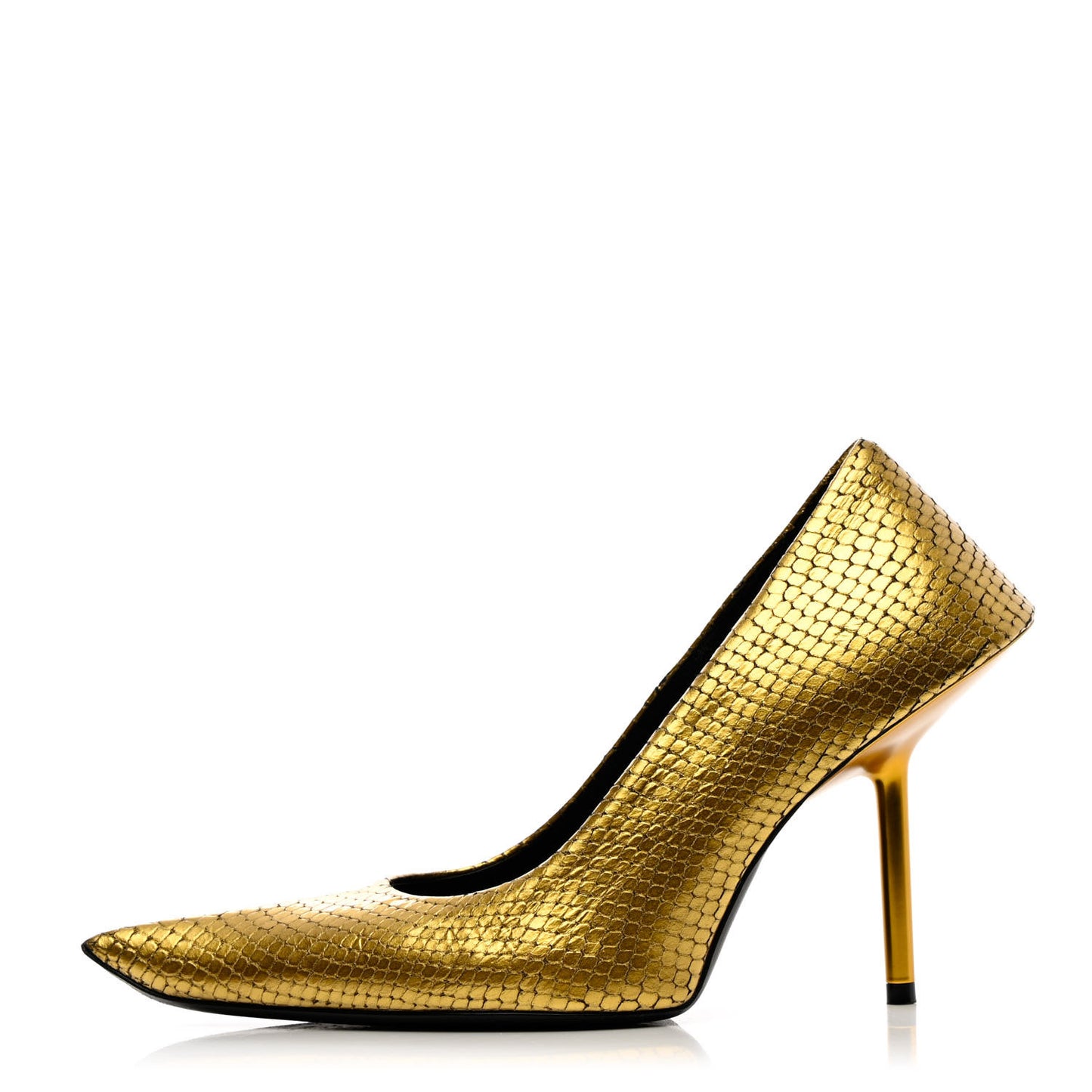 Metallic Calfskin Snakeskin Embossed Essex 110mm Pumps 37 Gold