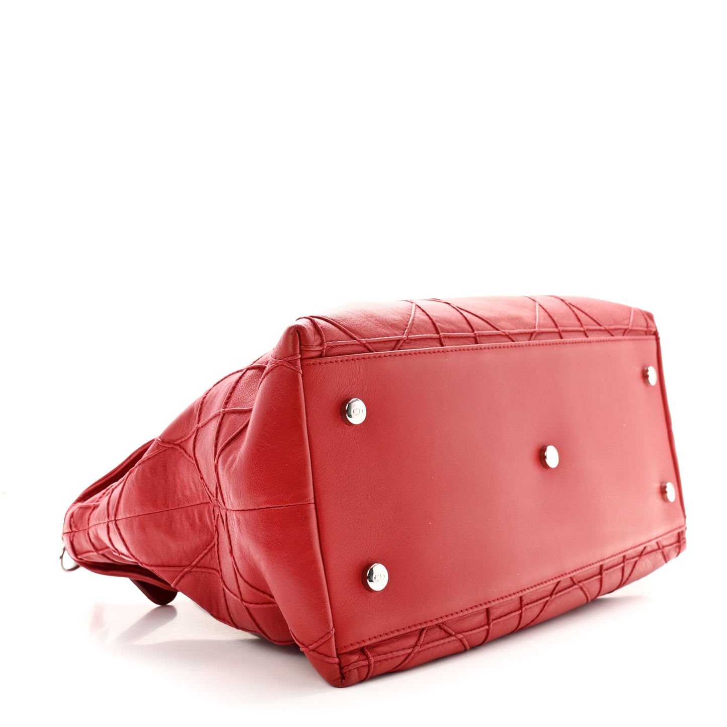 Lambskin Cannage Medium Granville Tote Red