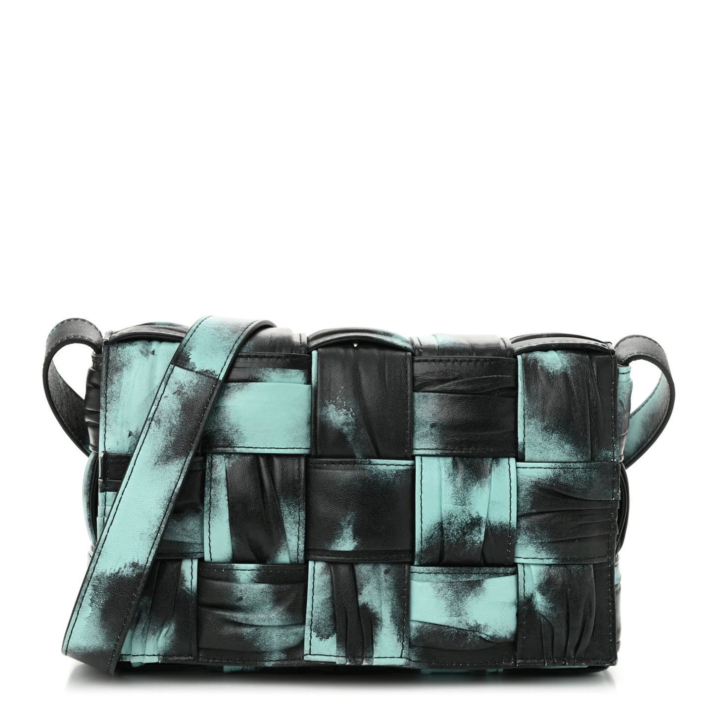Foulard Tie Dye Maxi Intrecciato Padded Cassette Crossbody Bag Celadon Inkwell