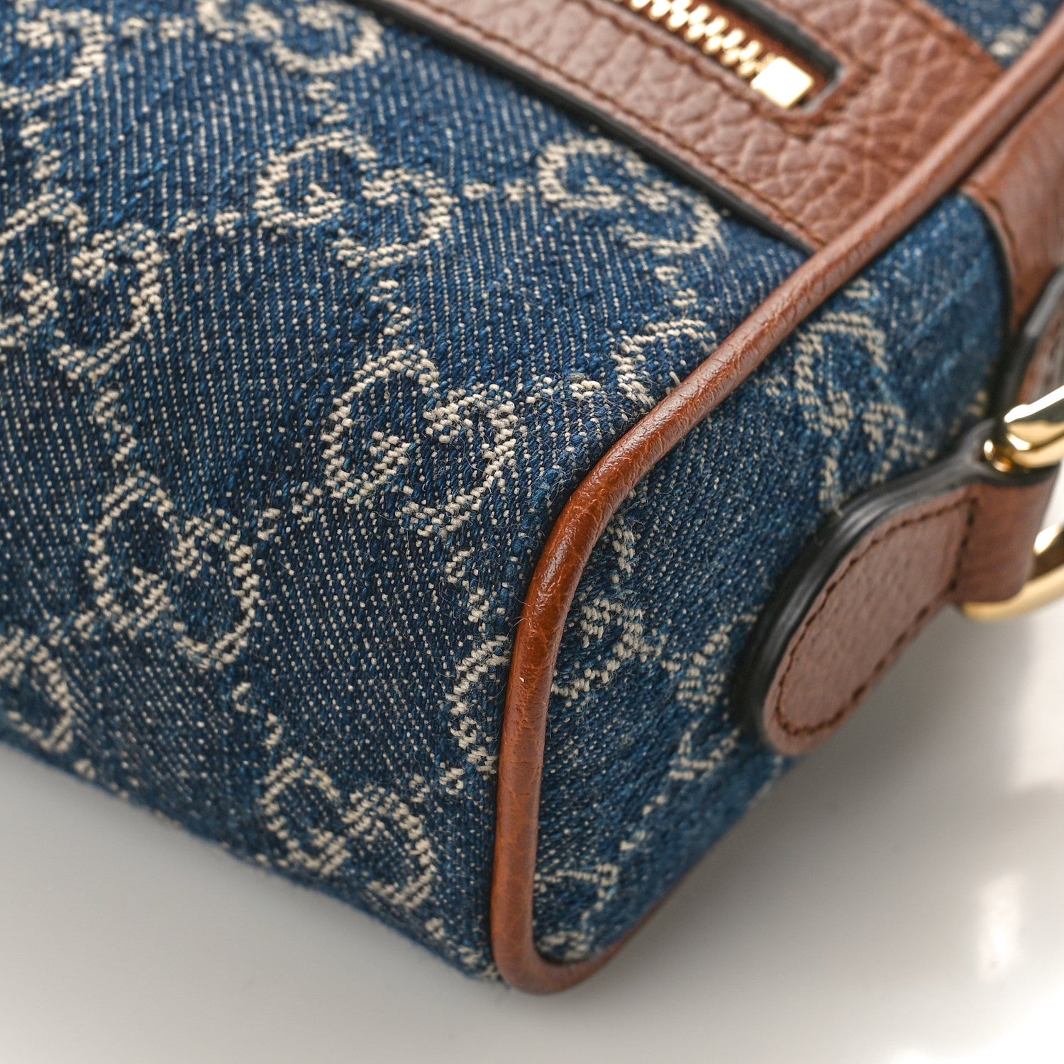 Gucci New Denim GG Monogram Dollar Calfskin Mini Ophidia Shoulder Bag Blue Tea Cuir Epilog 9 of 9