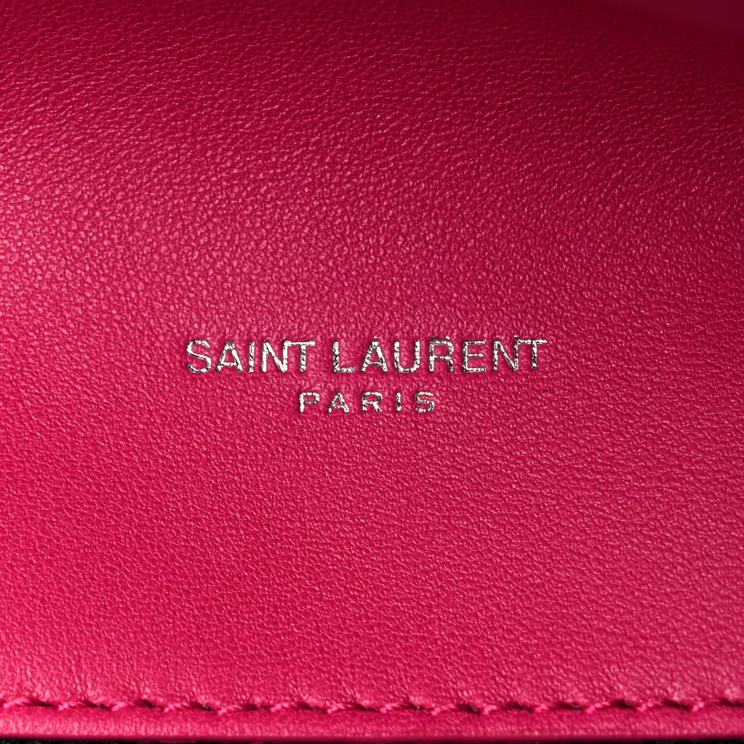 Merino Shearling Lambskin Quilted Small Loulou Puffer Monogram Chain Satchel Fuchsia