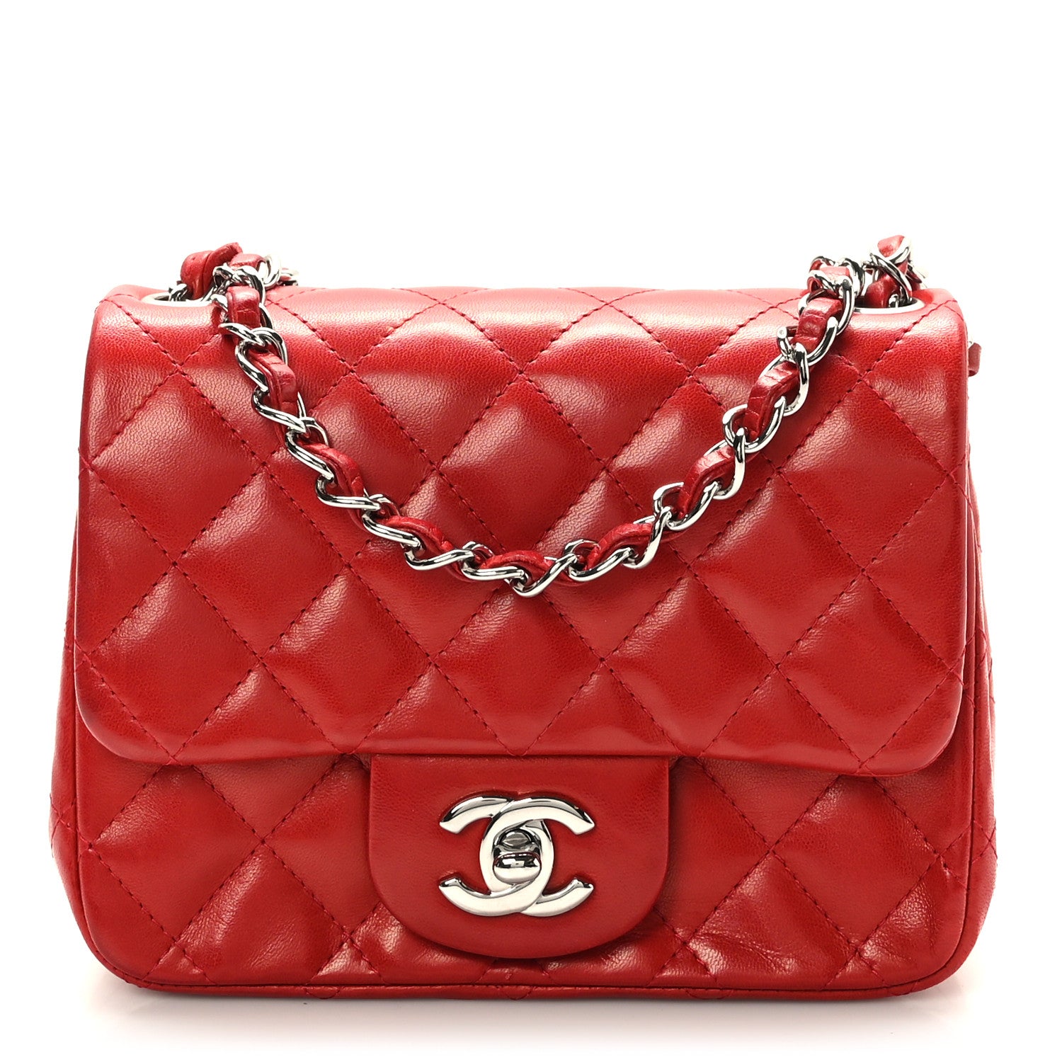 Chanel Lambskin Quilted Mini Square Flap Red 1 of 10