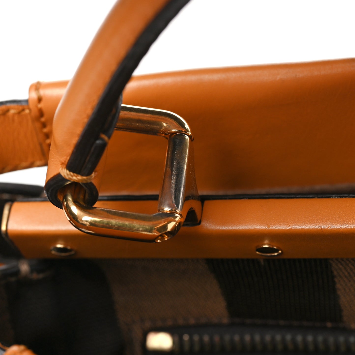 Vitello Morgan Shiny Nappa Medium Peekaboo Iconic Satchel Giallo Syrup Tobacco Black