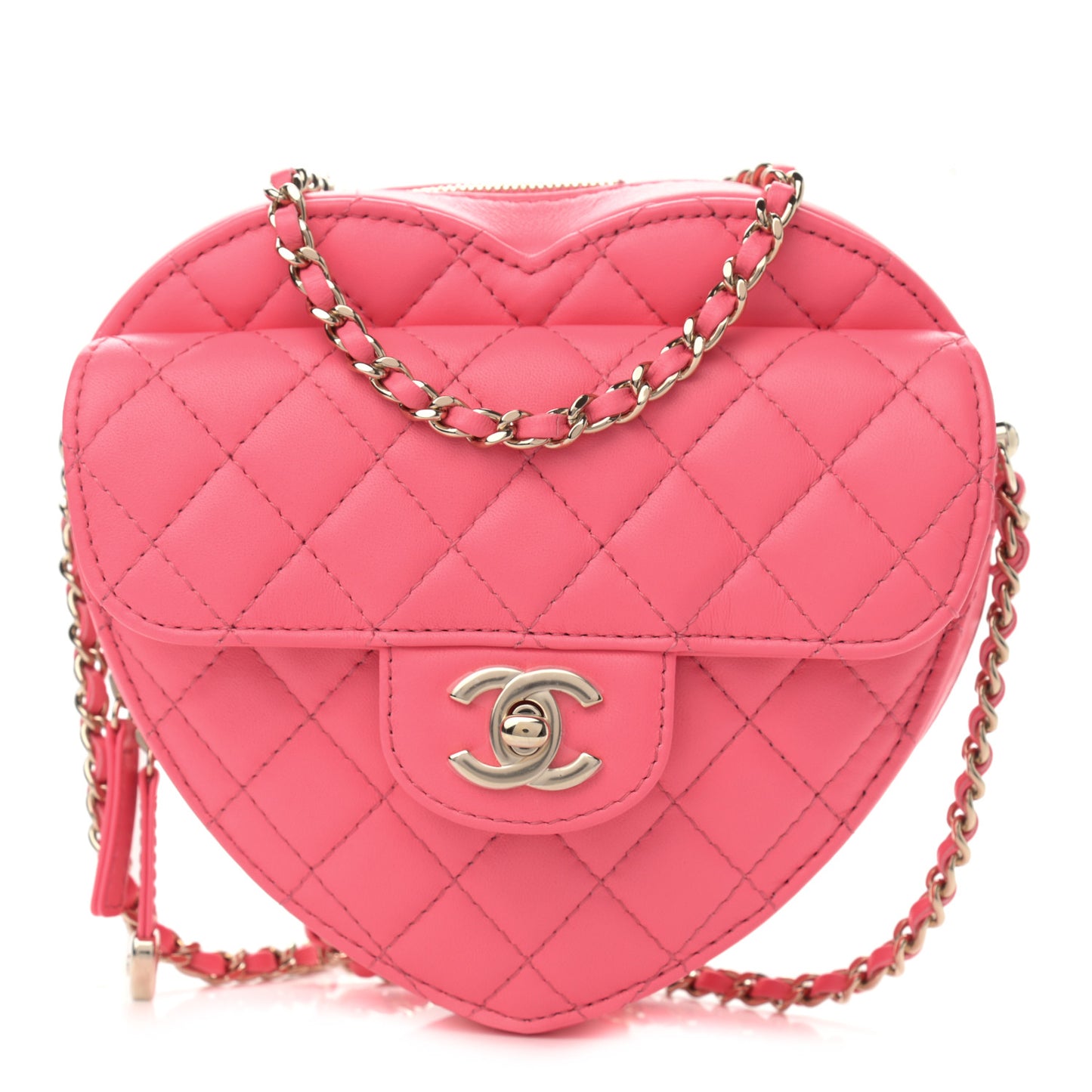 Lambskin Quilted CC In Love Heart Bag Pink