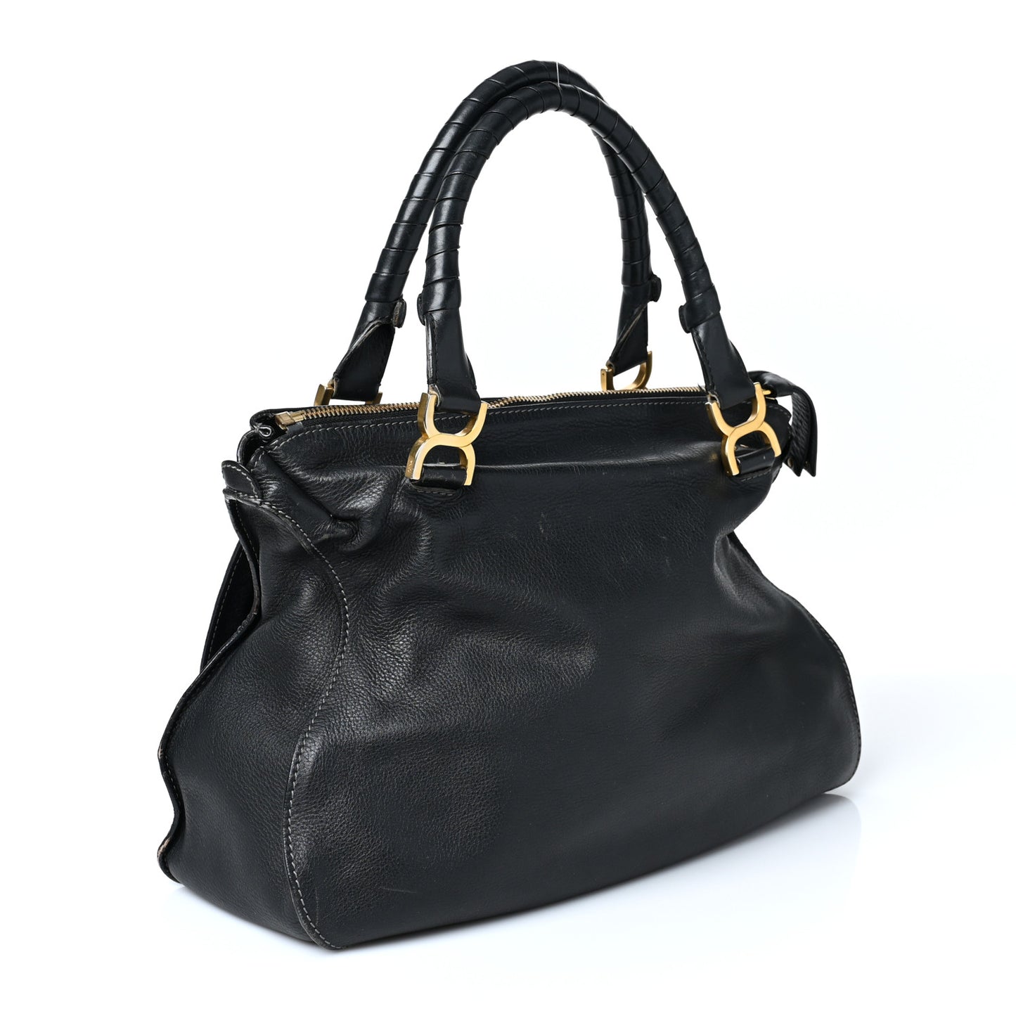 Calfskin Large Marcie Satchel Black