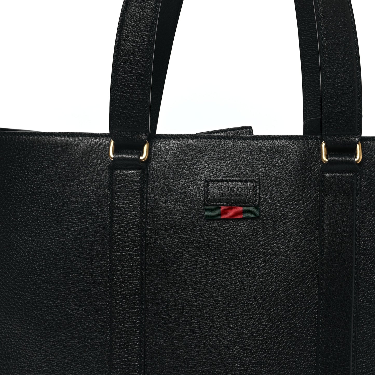 Textured Dollar Calfskin Web Tote Black