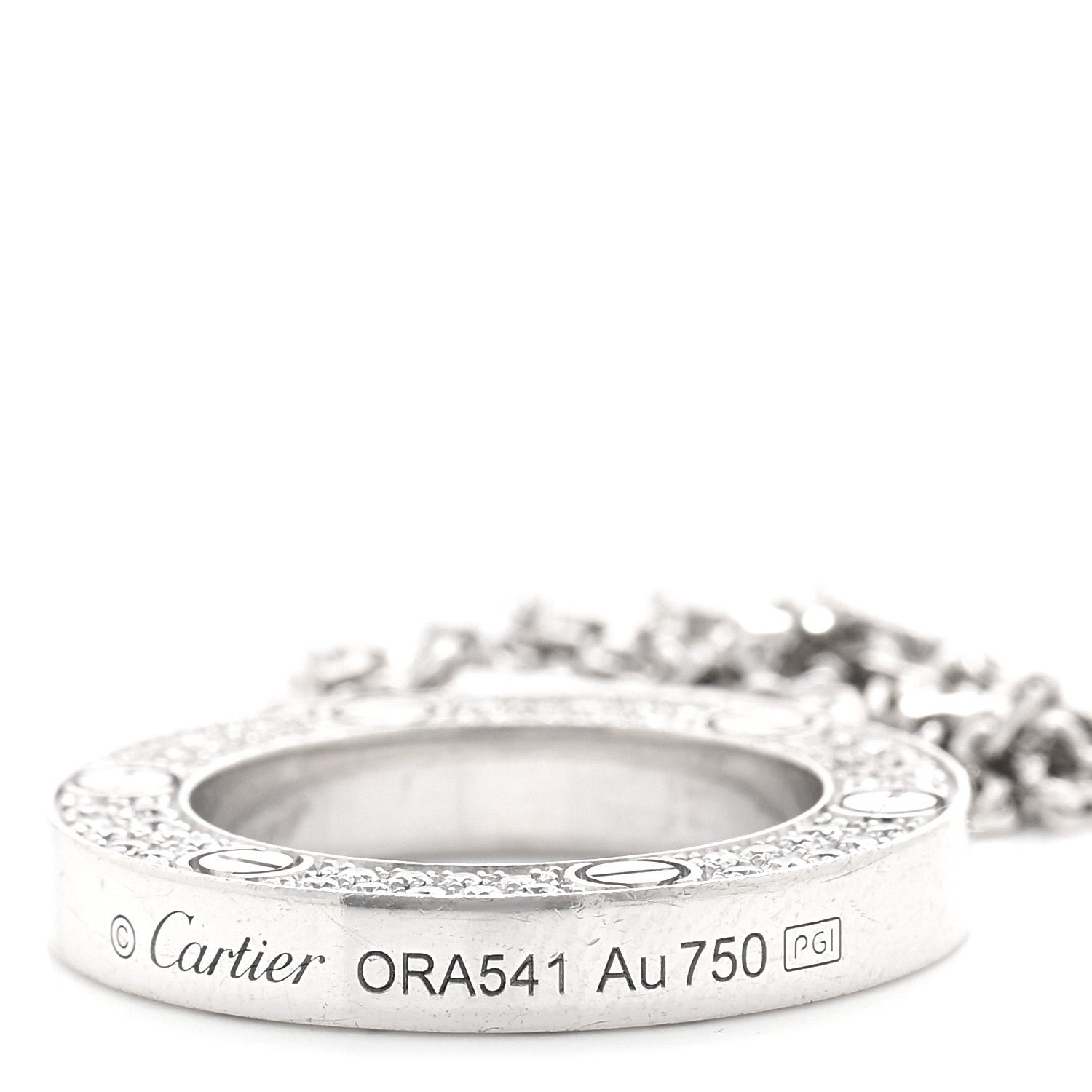 Cartier 18K White Gold Diamond LOVE Paved Necklace 5 of 6