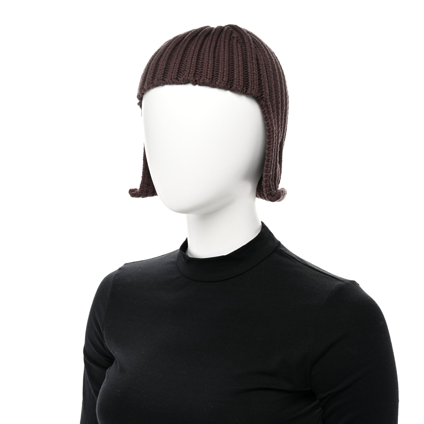 Cotton Knit Beanie Hat Brown