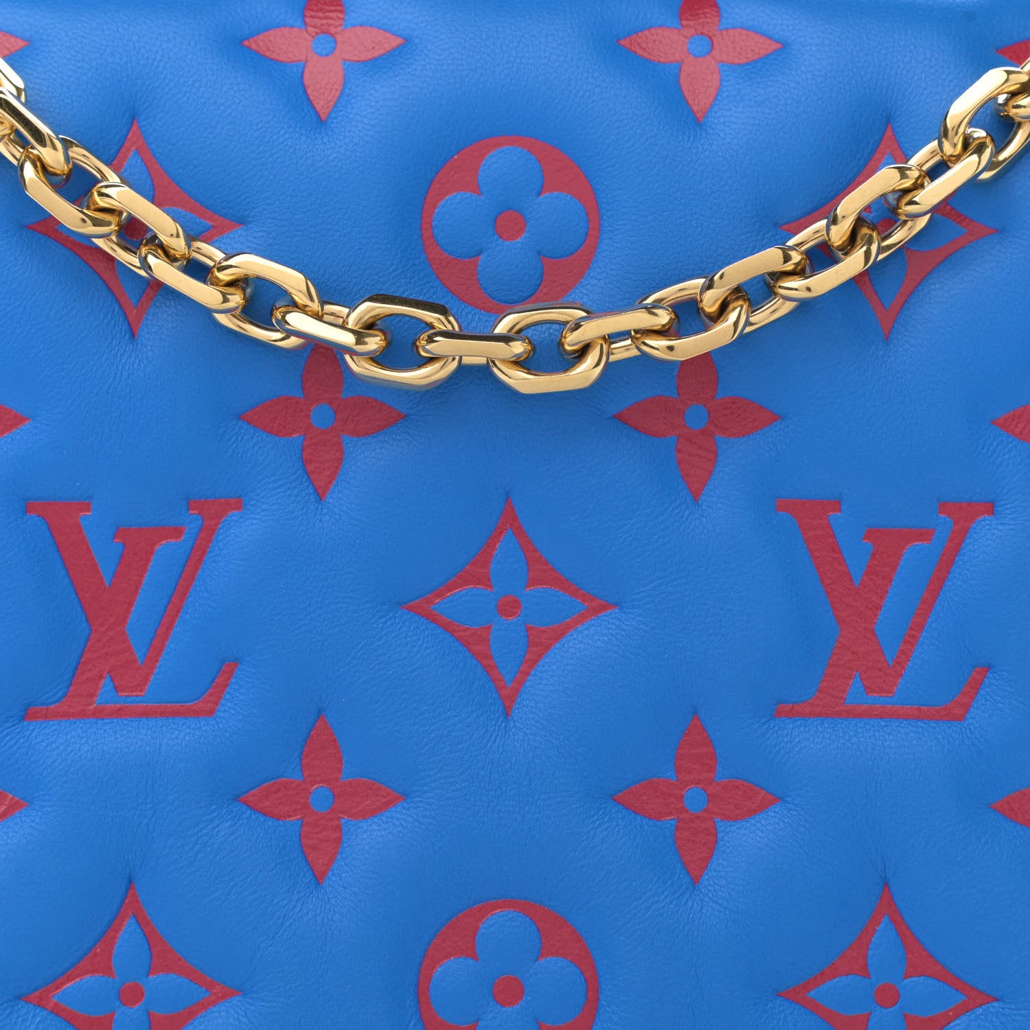 Louis Vuitton Lambskin Embossed Monogram Vuittamins Pochette Coussin Blue Red 7 of 10