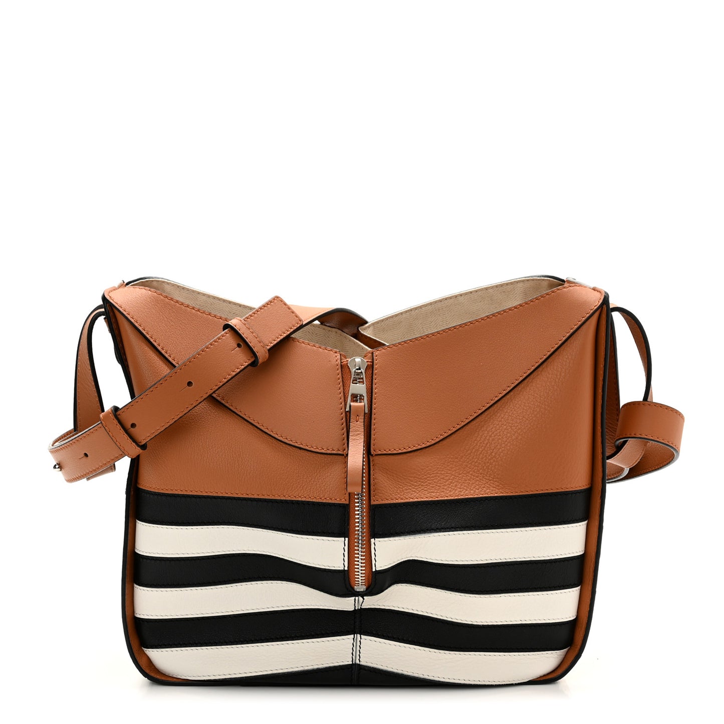 Calfskin Marine Stripe Small Hammock Shoulder Bag Tan