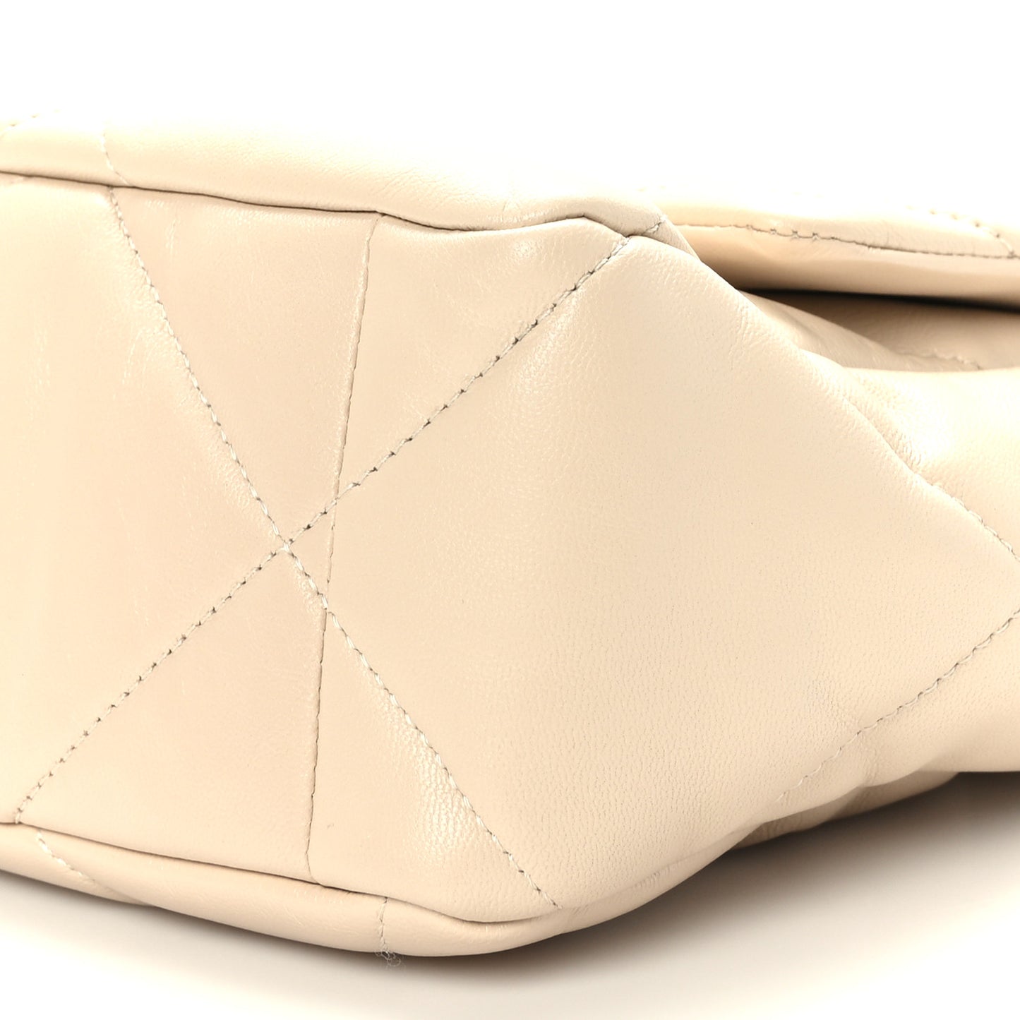 Goatskin Quilted Large Chanel 19 Flap Light Beige