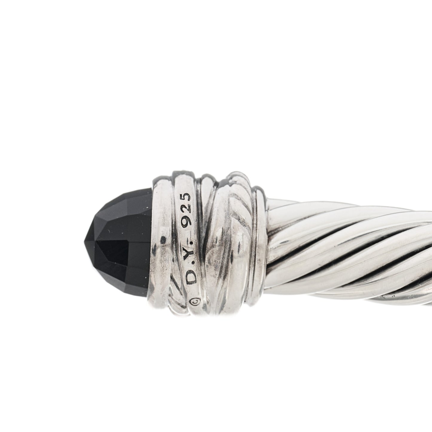 Sterling Silver Diamond Black Onyx 7mm Cable Classics Crossover Bracelet