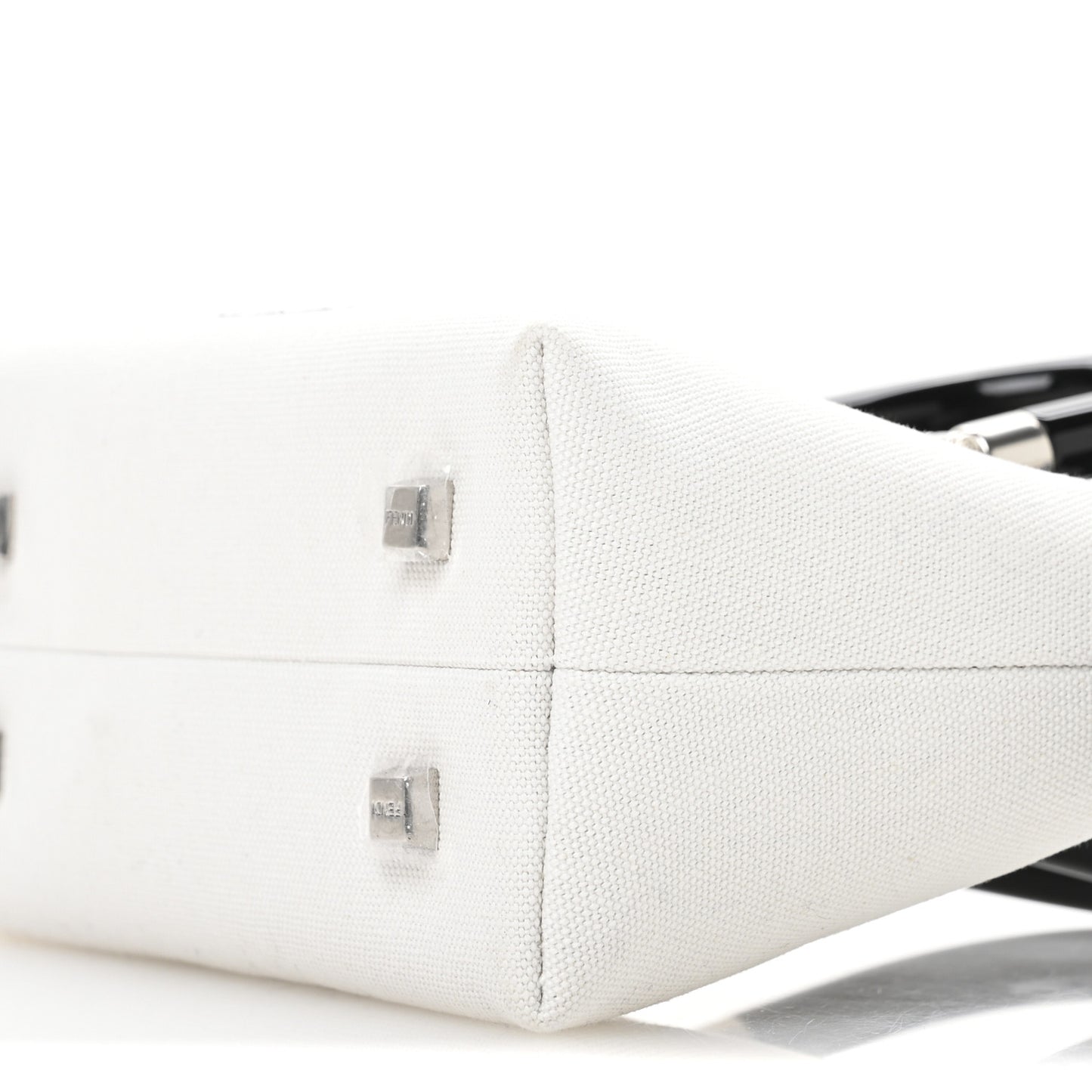 Canvas Vitello King Plexiglass Logo Embroidered Mini By The Way Top Handle Boston Bag White Rice Black