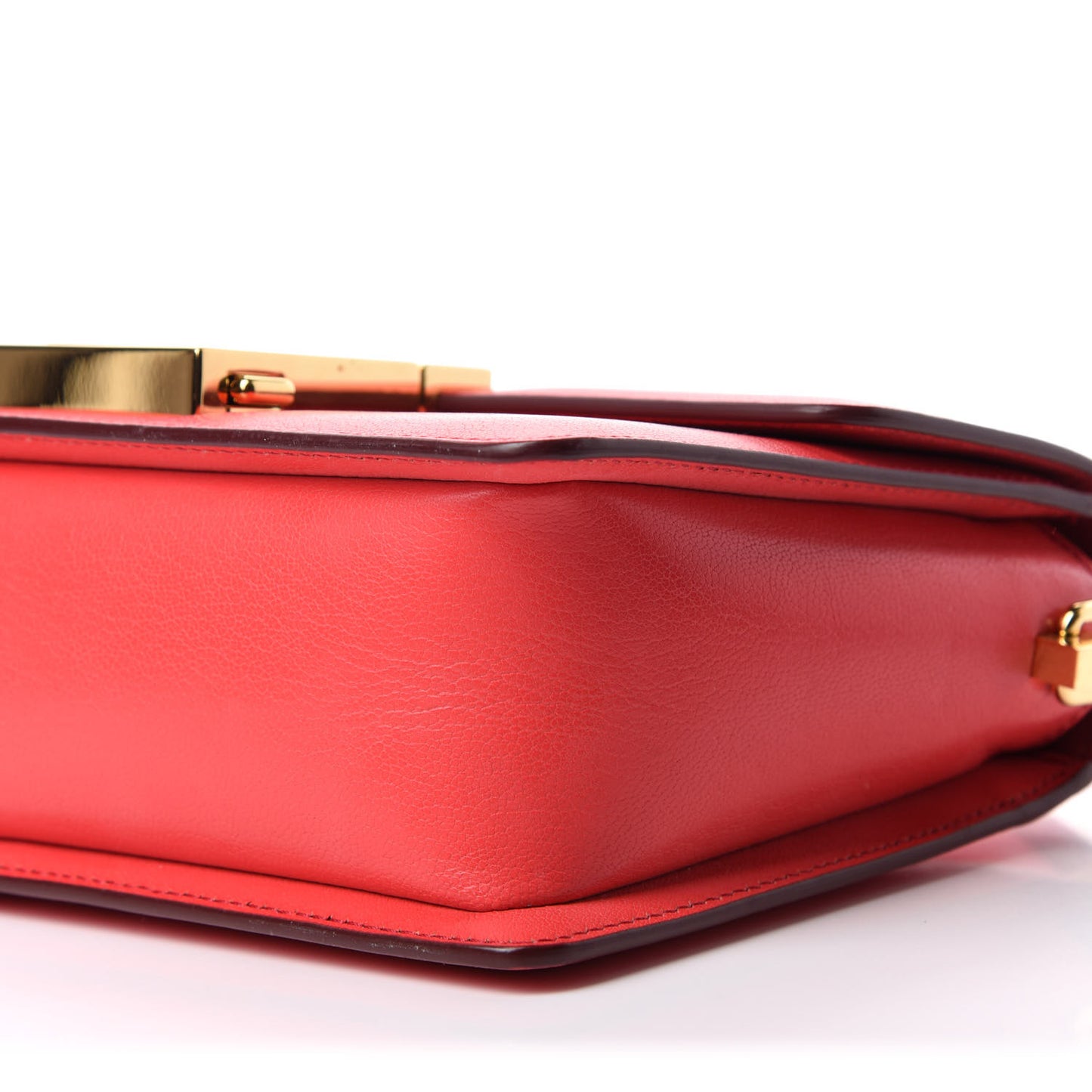 Shiny Goatskin T Clasp Shoulder Bag Red