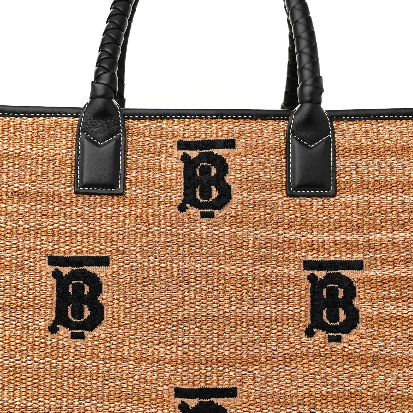 Raffia Calfskin Medium Freya Tote Natural Black