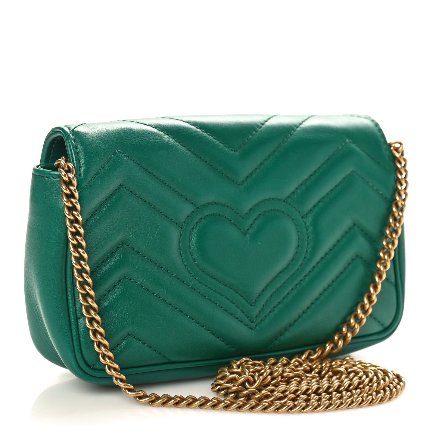 Calfskin Matelasse Super Mini GG Marmont Shoulder Bag Emerald Green