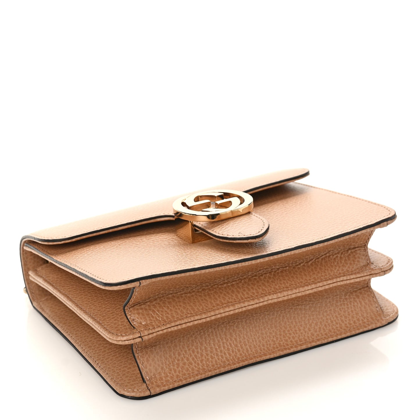 Dollar Calfskin Small Interlocking G Shoulder Bag Camelia