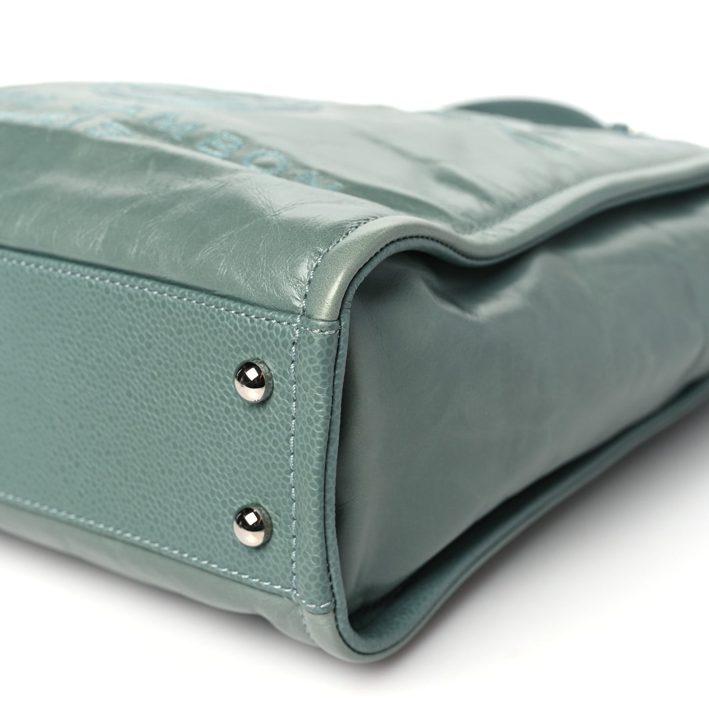 Glazed Calfskin Mini Deauville Tote Green